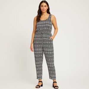 Le Kate Stretchy Jumpsuit Printed Drawstring Sleeveless Keyhole Back Pull On